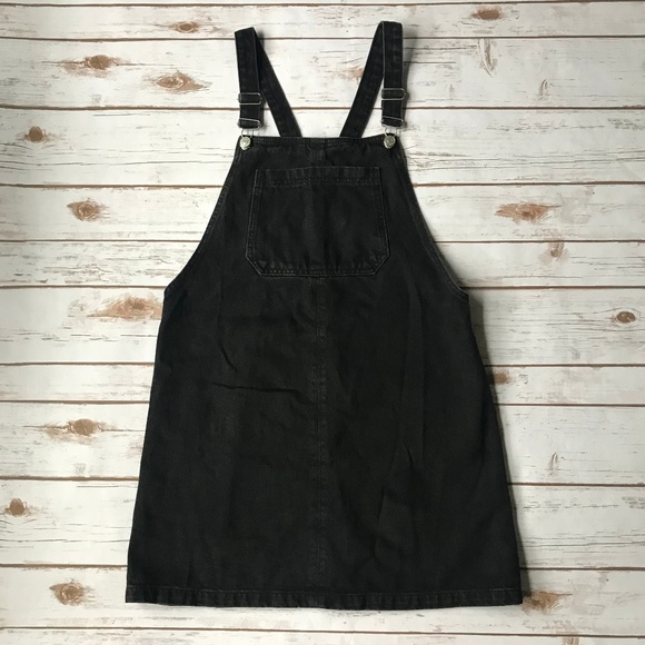 Topshop Dresses & Skirts - Topshop Moto Black Denim Overall Mini Dress Size 8